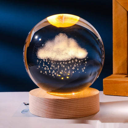 Luminous 3d Inner Carved Crystal Ball Small Night Lamp